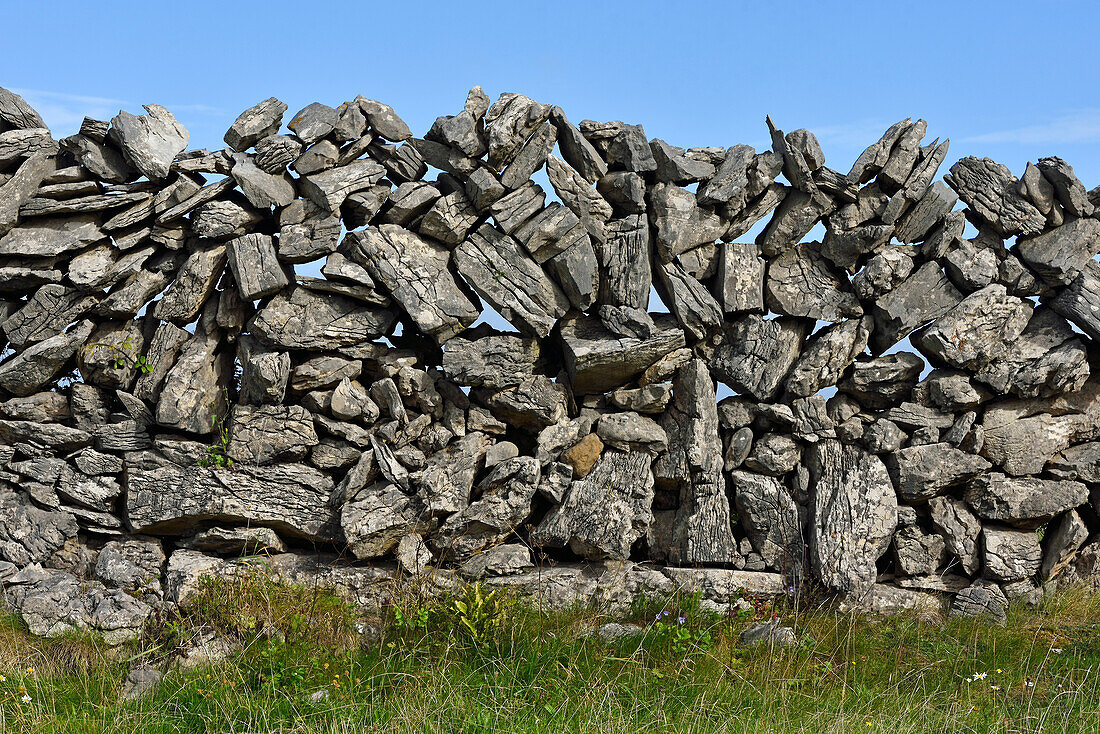 Dry stone walls, Inishmore, largest of the Aran Islands, Galway Bay, County Galway, Connacht, Republic of Ireland