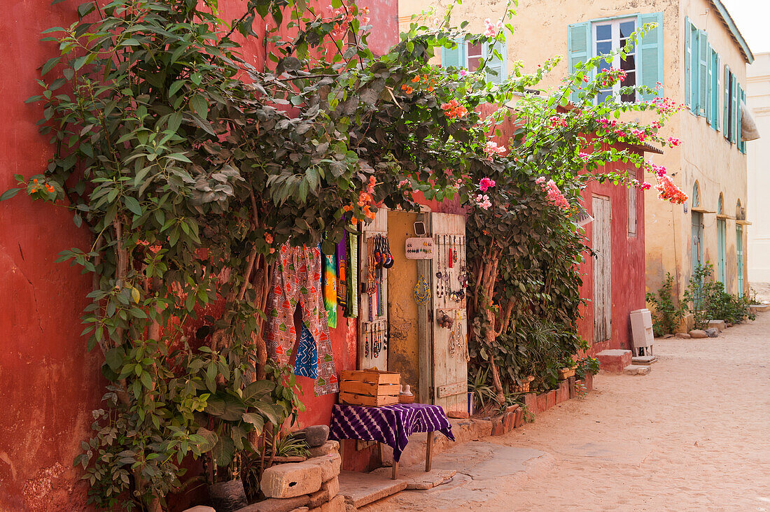 sandy alley at Ile de Goree (Goree Island), UNESCO, Dakar, Senegal, West Africa