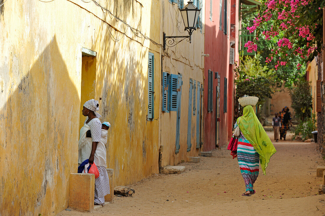 Sandy alley at Ile de Goree (Goree Island), UNESCO, Dakar, Senegal, West Africa