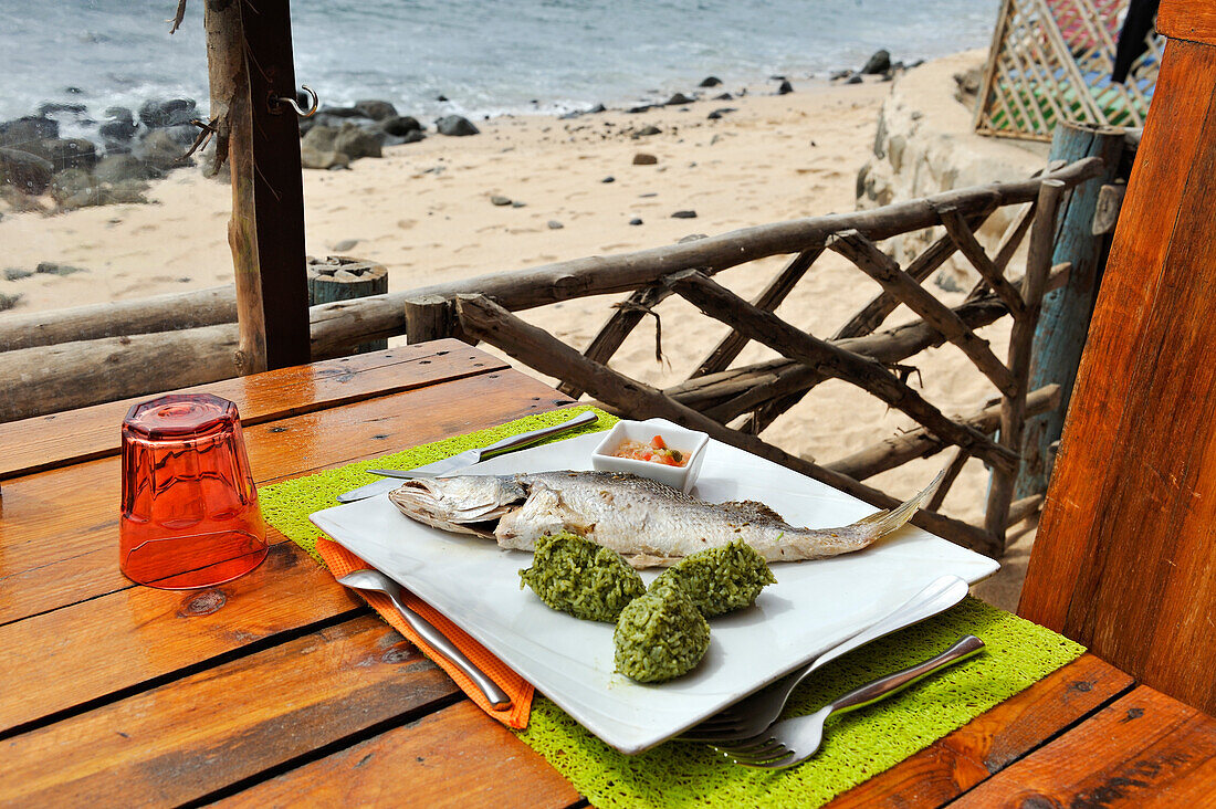 Grilled fish served at So' Beach restaurant, Corniches des Almadies, Dakar, Senegal