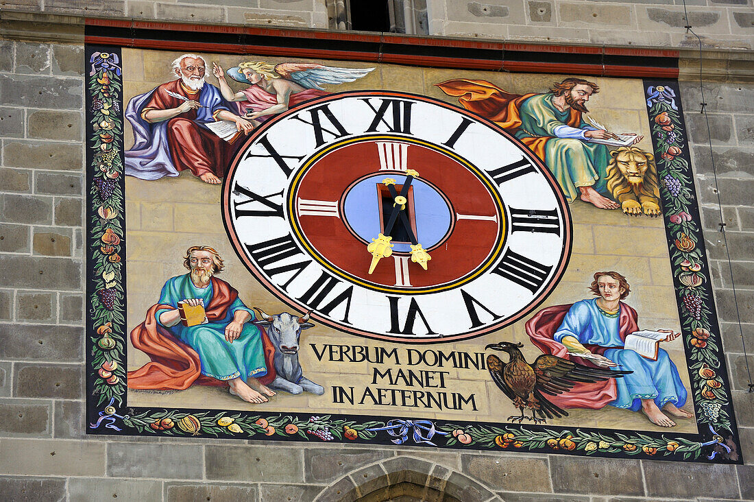 Uhr des Uhrenturms der Schwarzen Kirche, Kronstadt, Siebenbürgen, Rumänien