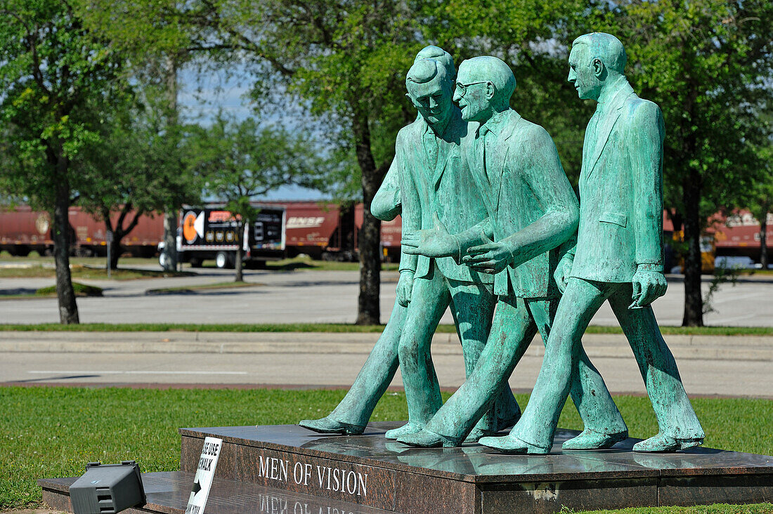 The Men of Vision bronze sculpture of Rogers Brothers, by David Cargill, Art Museum of Southeast Texas, Beaumont, Texas, United States of America