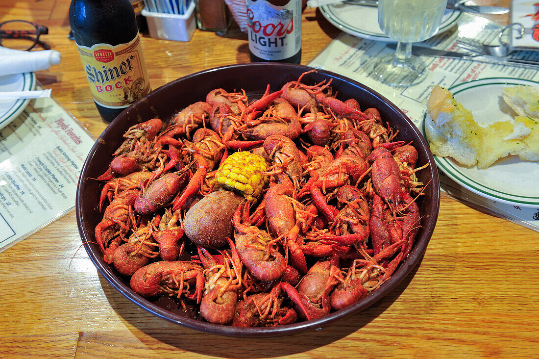 Crayfish served at the Floyds Cajun Seafood restaurant, Beaumont, Texas, United States of America