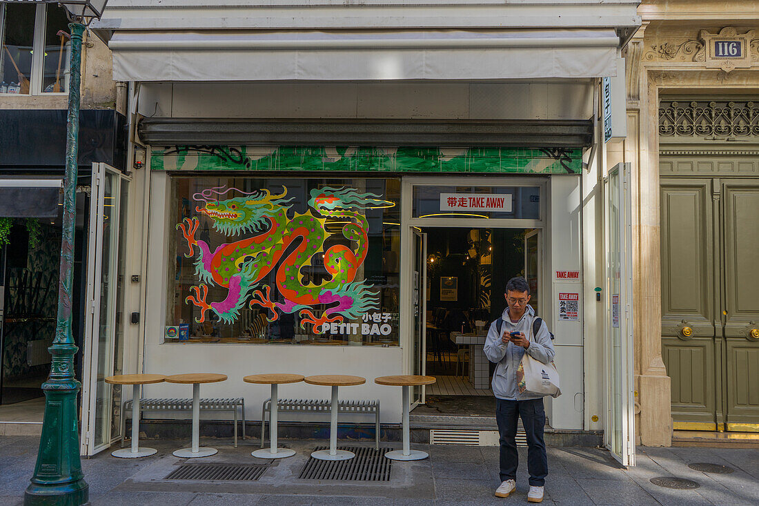 Chinese restaurant Petit Bao on Rue Saint-Denis, Paris, France