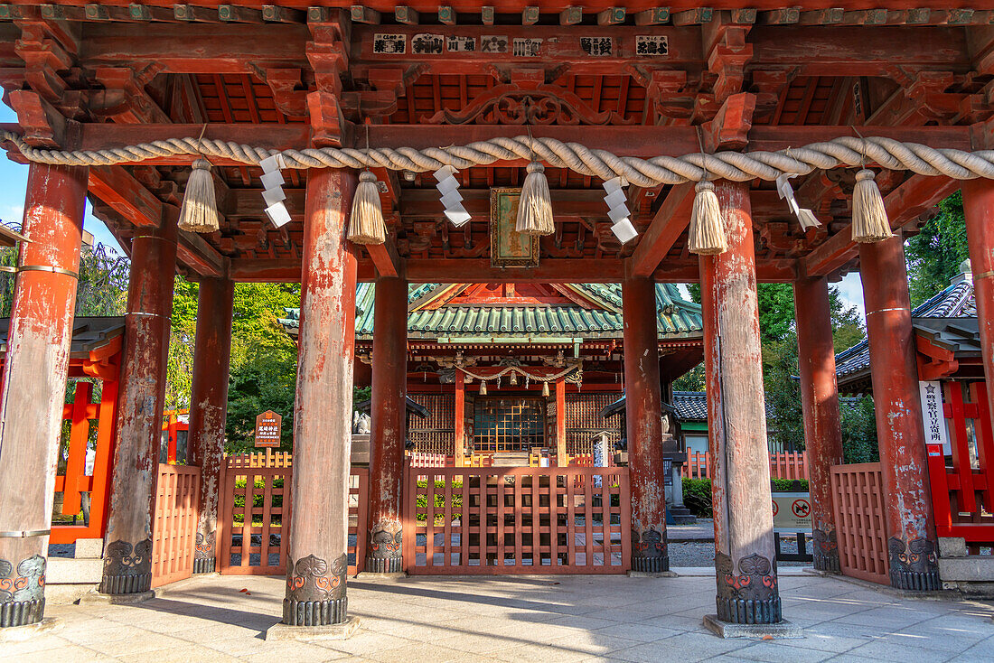 View of the Ozaki Shrine on a sunny day, Kanazawa City, Ishikawa Prefecture, Honshu, Japan