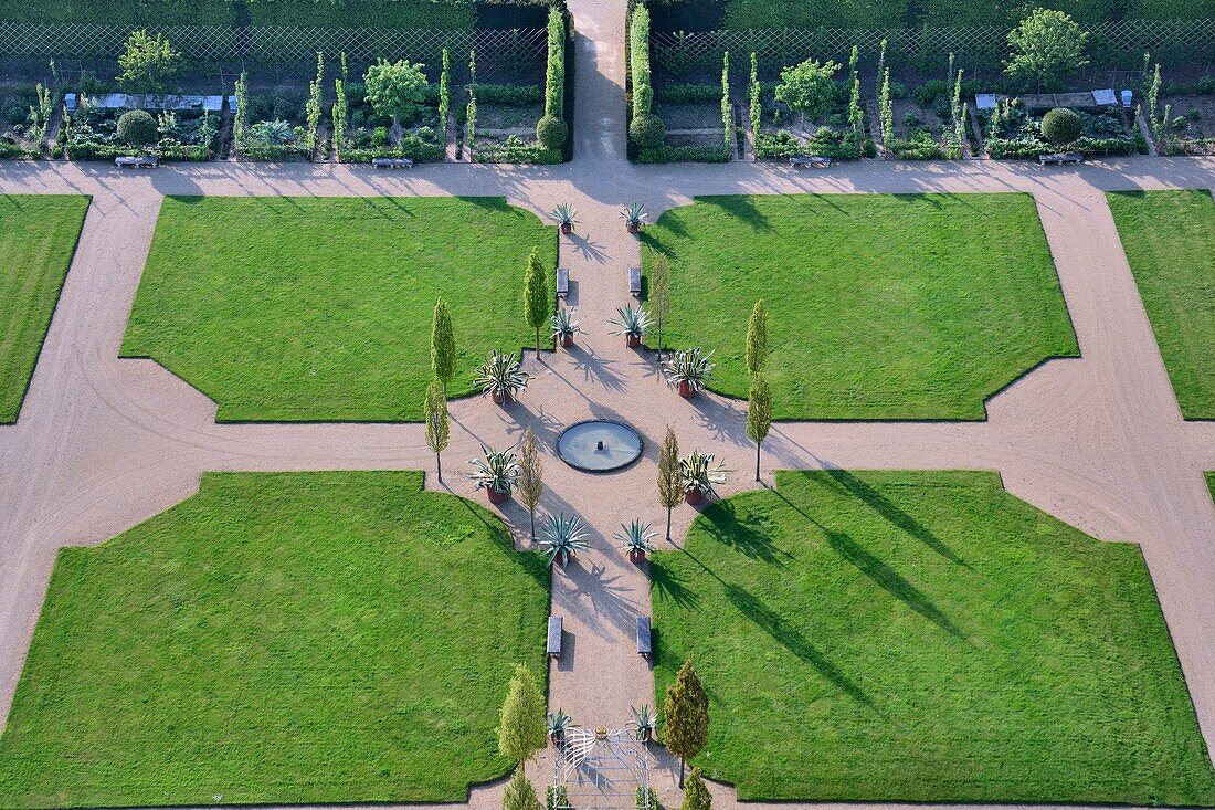 France, Eure, Le Neubourg, Chateau du Champ de Bataille, 17th century castle renovated by its owner, the interior designer Jacques Garcia, Mughal pavilion (aerial view)