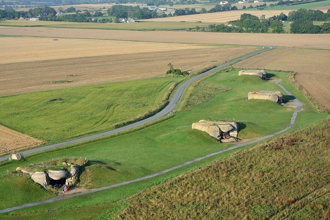 Frankreich, Calvados, Longues sur Mer, Schießbatterie des Atlantikwalls, gelegen im Gebiet der alliierten Landung in der Normandie, zwischen den Stränden von Omaha Beach und Gold Beach