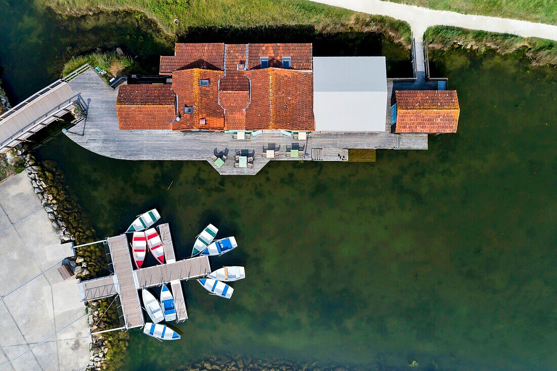 France, Charente-Maritime, Oleron island, Port of Salines, Grand Village (aerial view)