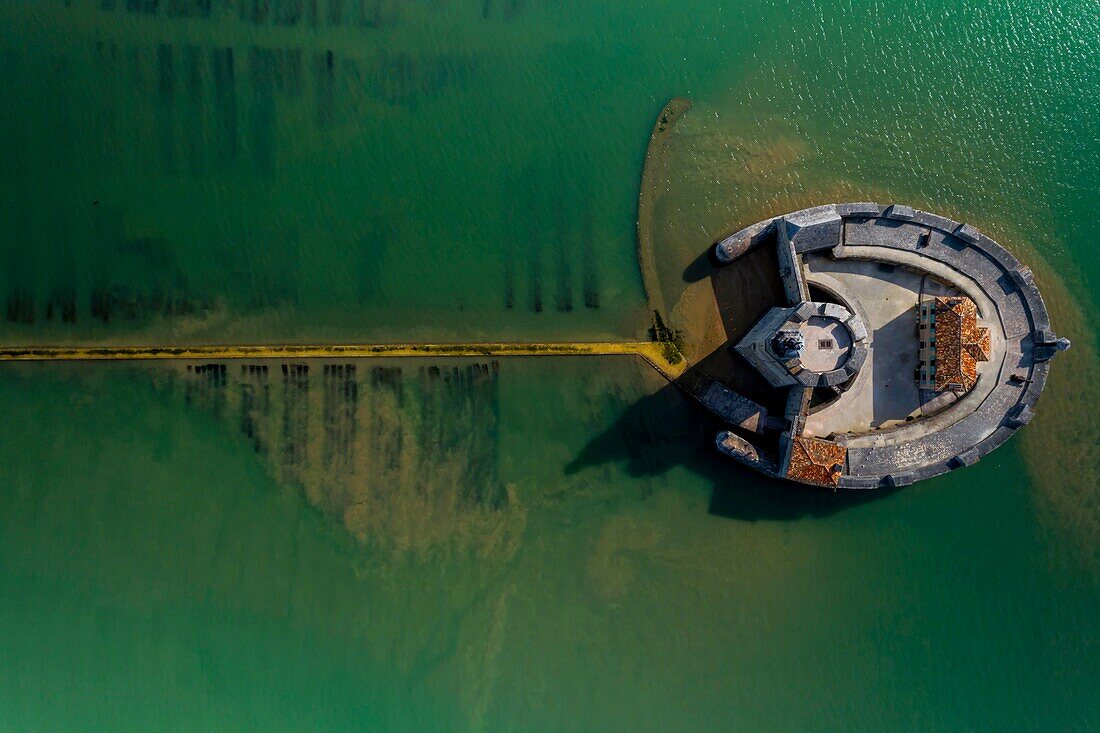 France, Charente-Maritime, Bourcefranc-le-Chapus, Fort Louvois, the construction of Fort Louvois or fort Chapus was conducted from 1691 to 1694 according to the principles of military architecture redefined by Vauban (aerial view) (aerial view)