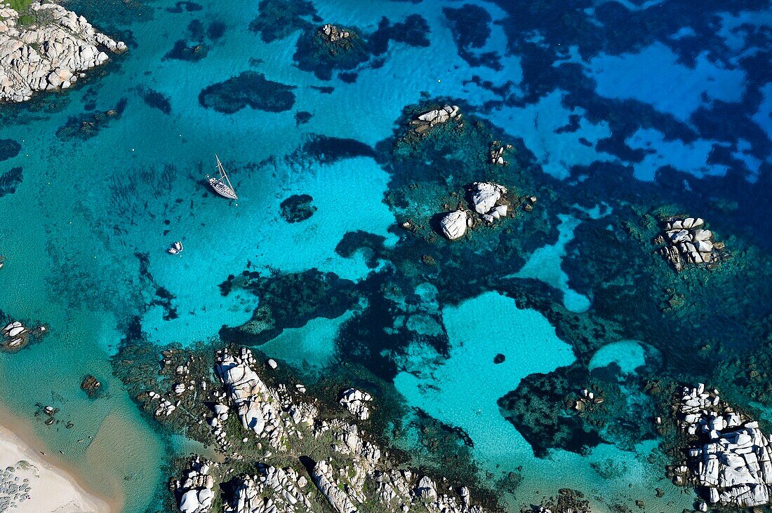 France, Corse du Sud, Bonifacio, Lavezzi Islands Nature Reserve (aerial view)