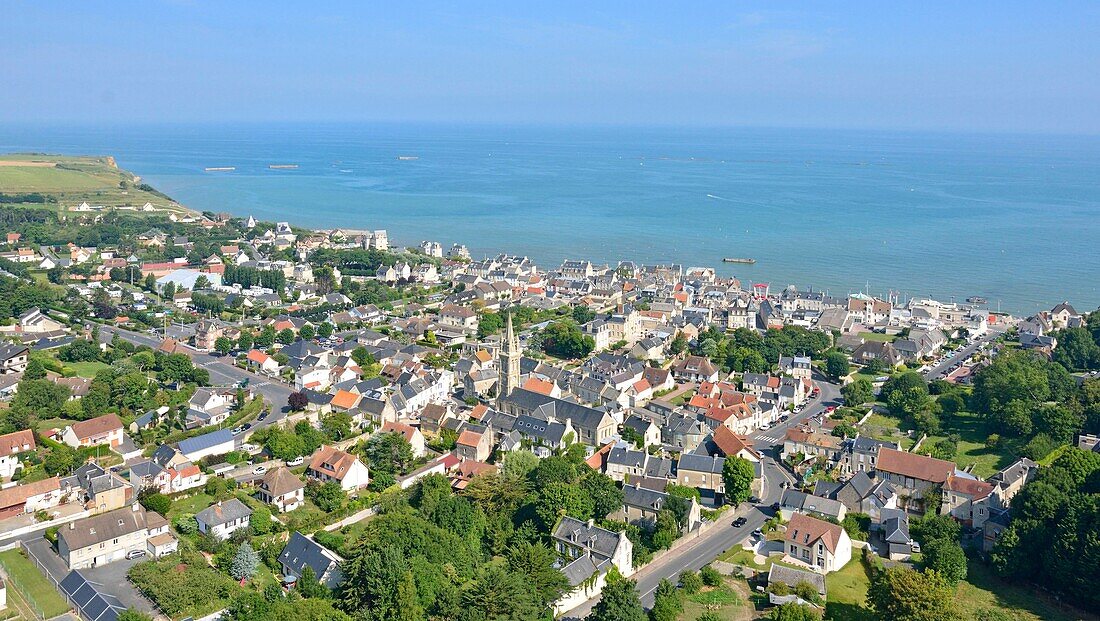 Frankreich, Calvados, Arromanches les Bains (Luftaufnahme)