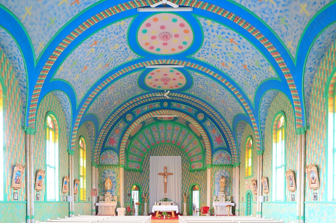 Canada, New Brunswick, Acadie, Gloucester County, Gloucester, Saint-Cécile Church, 1813 Consecration and 1970s Decor