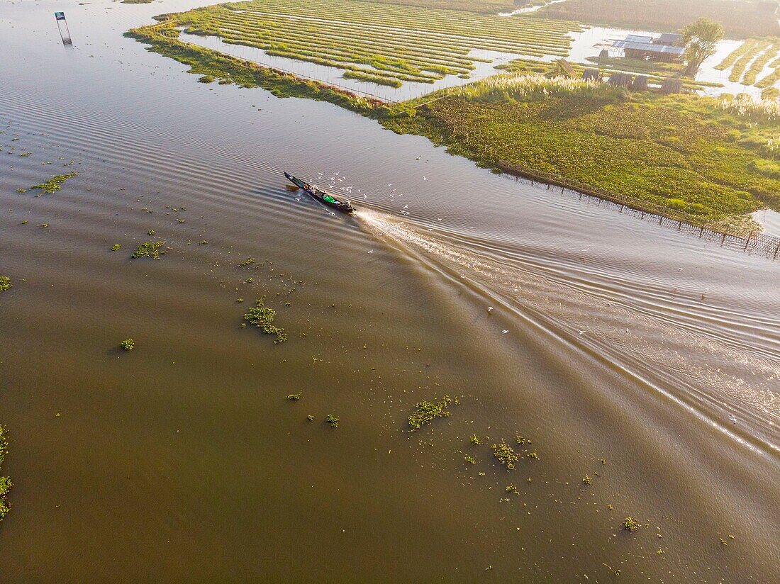 Myanmar (Burma), Shan-Staat, Inle-See, Kela Floating Gardens (Luftaufnahme)