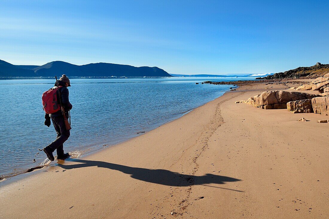 Greenland, North West coast, Smith sound north of Baffin Bay, Robertson fjord, on a Siorapaluk beach, the most nothern village from Greenland, most of its inhabitants live from hunting