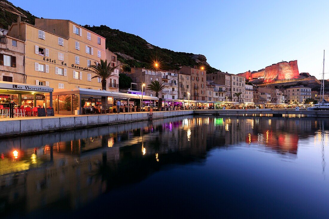 France, Corse du Sud, Freto, Bonifacio, port and the citadel