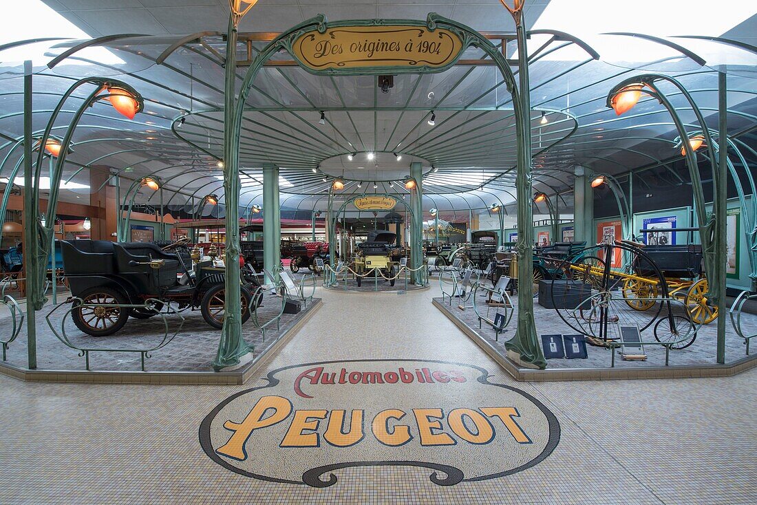 France, Doubs, Montbeliard, Sochaux, the Peugeot adventure museum, the pavilion of the first cars