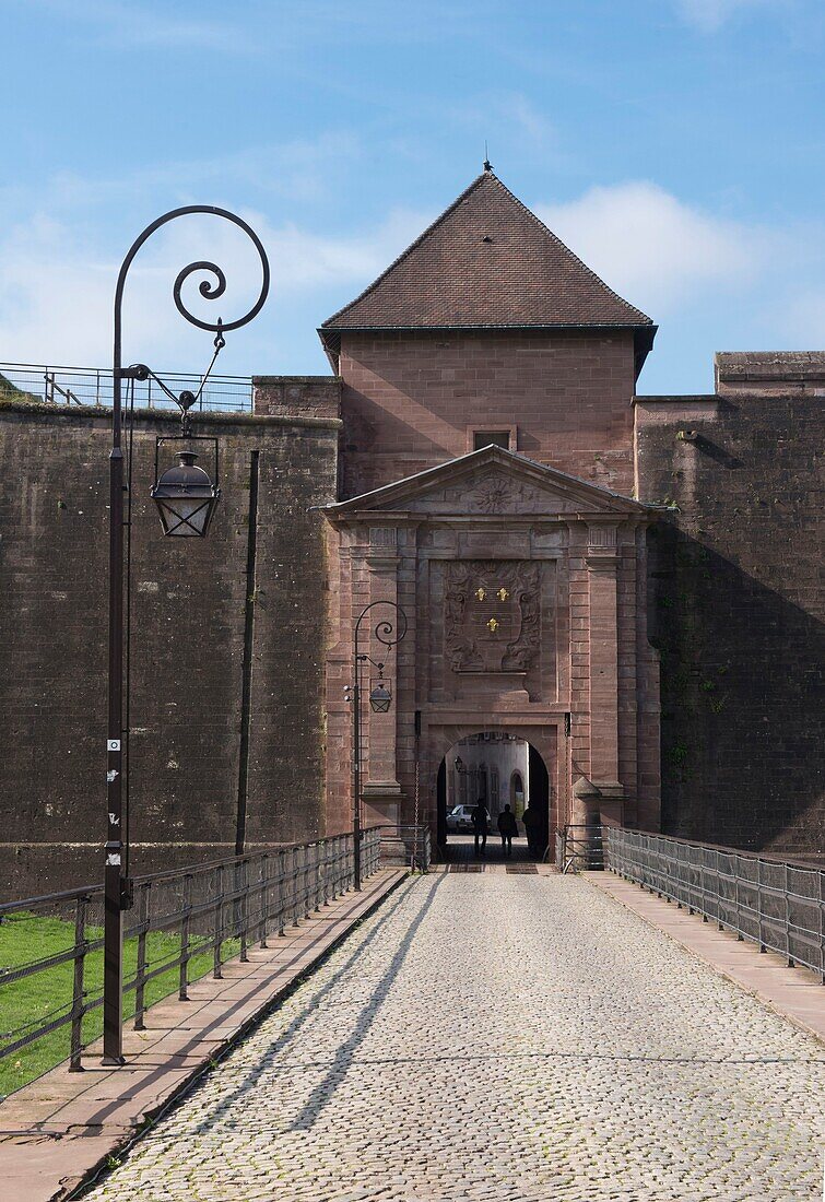 France, Territoire de Belfort, Belfort, the door of monumental entered Brisach through the surrounding wall of Vauban