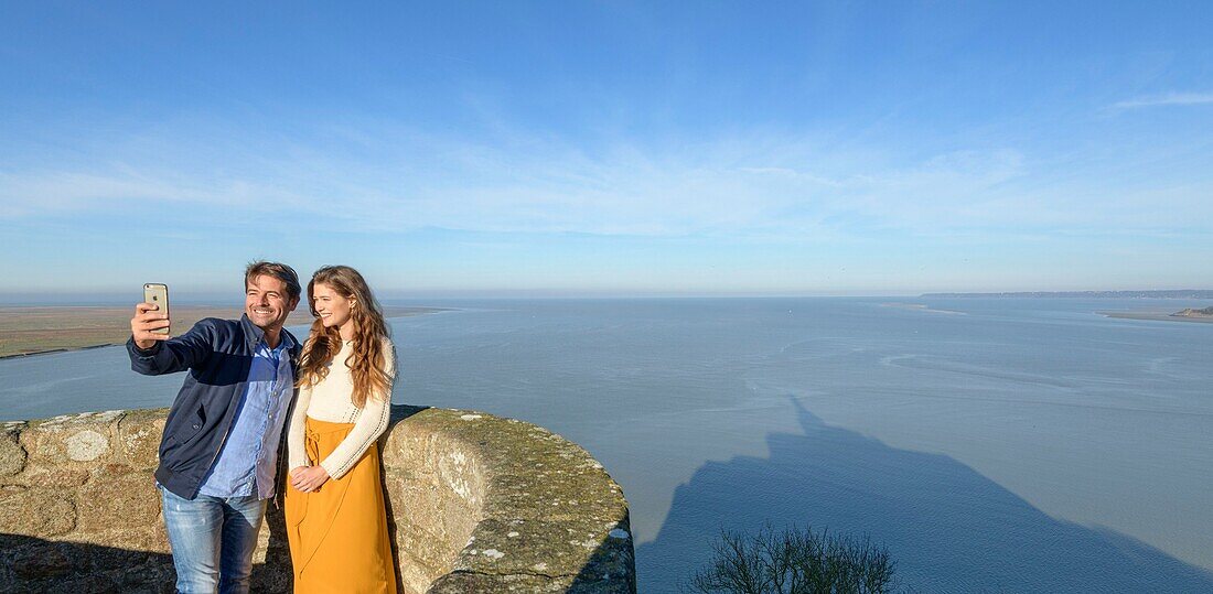 France, Manche, the Mont-Saint-Michel, the bay of Mont-Saint-Michel from one of the abbey's terraces