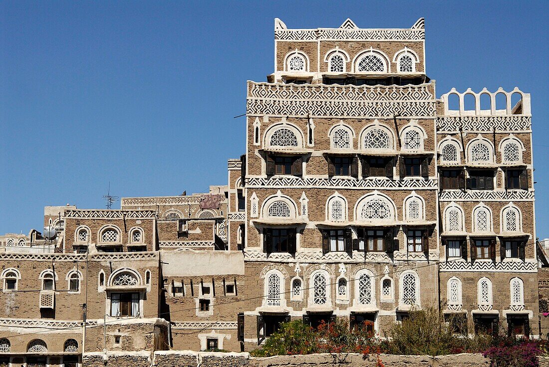 Jemen, Sana & 2bd;a Gouvernement, Sanaa, Altstadt, von der UNESCO als Weltkulturerbe gelistet, traditionelle Architektur