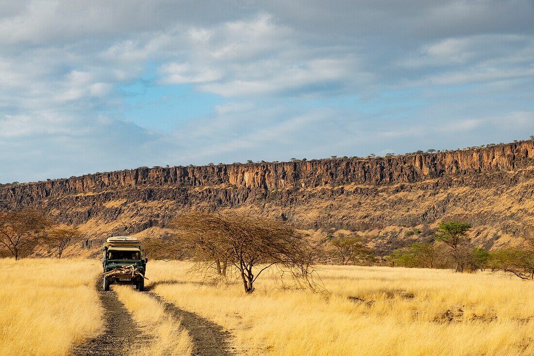 Kenia, Magadi-See, das Fahrzeug von Michel Denis Huot