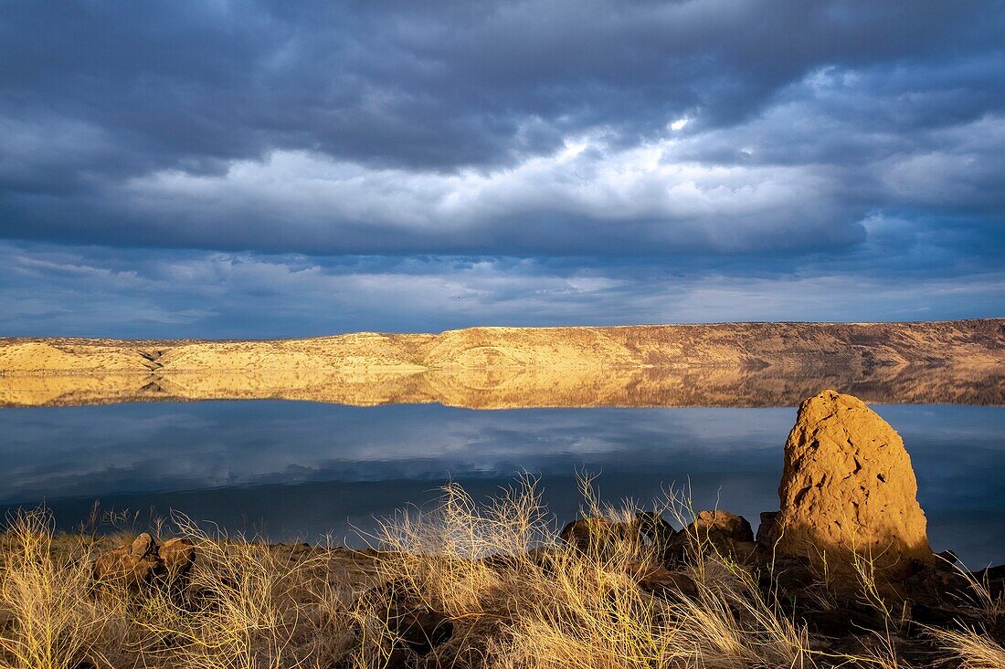 Kenya, lake Magadi, Rift valley, little Magadi and termite hill