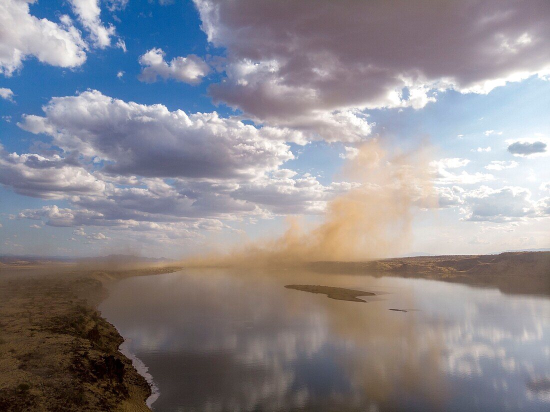 Kenya, lake Magadi, Rift valley, little Magadi (aerial view)