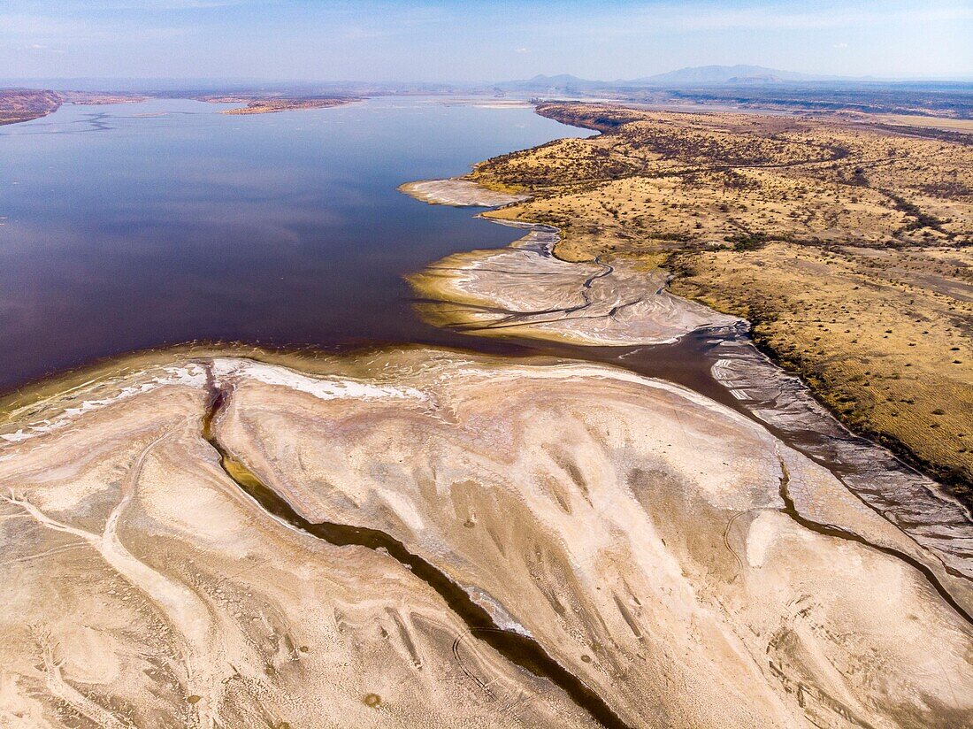 Kenya, lake Magadi, Rift valley (aerial view)