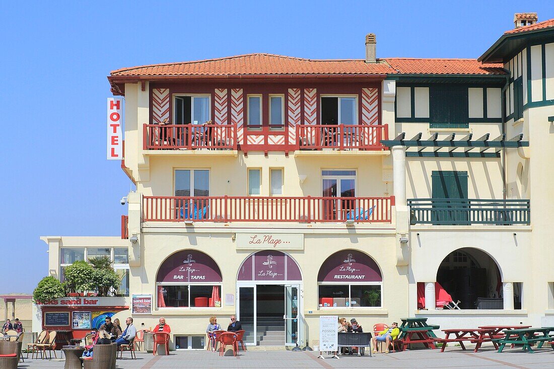 France, Landes, Maremne region, Silver coast, Soorts Hossegor, seafront with the Hotel La Plage on the Atlantic coast