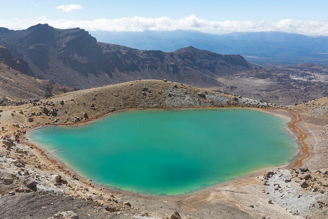 Neuseeland, Nordinsel, Waikato-Region, Tongariro-Nationalpark, 1967 m, beschriftet mit Unesco-Welterbe, Tongariro-Alpenüberquerung, Emerald Lake