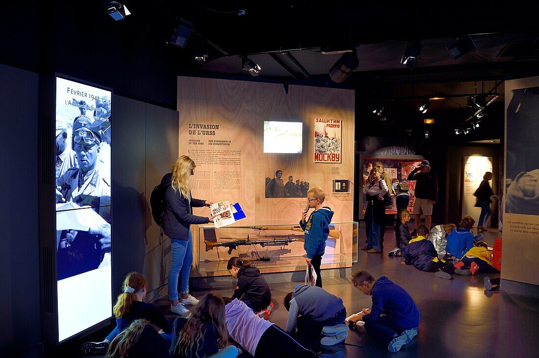 France, Calvados, Caen, the Peace Memorial, visit of a school group