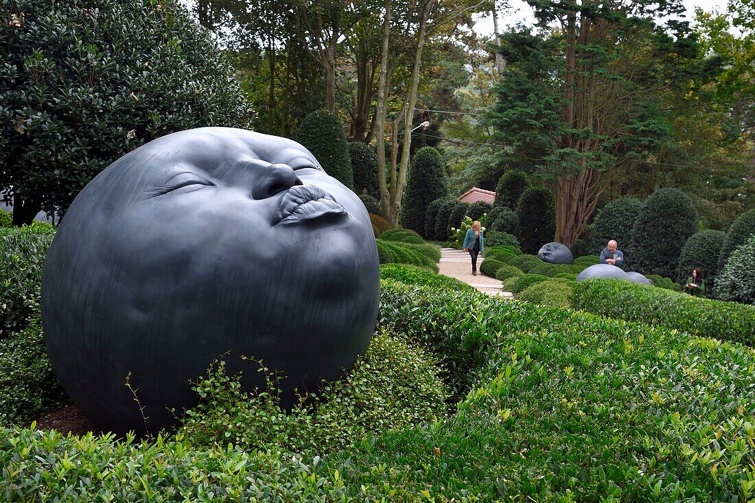 France, Seine Maritime, Pays de Caux, Cote d'Albatre, Etretat, Les Jardins d'Etretat by Alexander Grivko, the giant and round heads of Samuel Salcedo