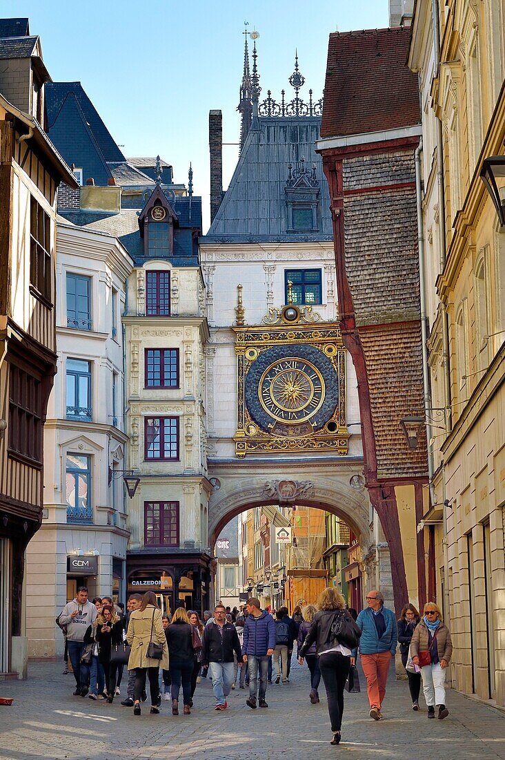 France, Seine-Maritime, Rouen, the Gros Horloge is an astronomical clock dating back to the 16th century