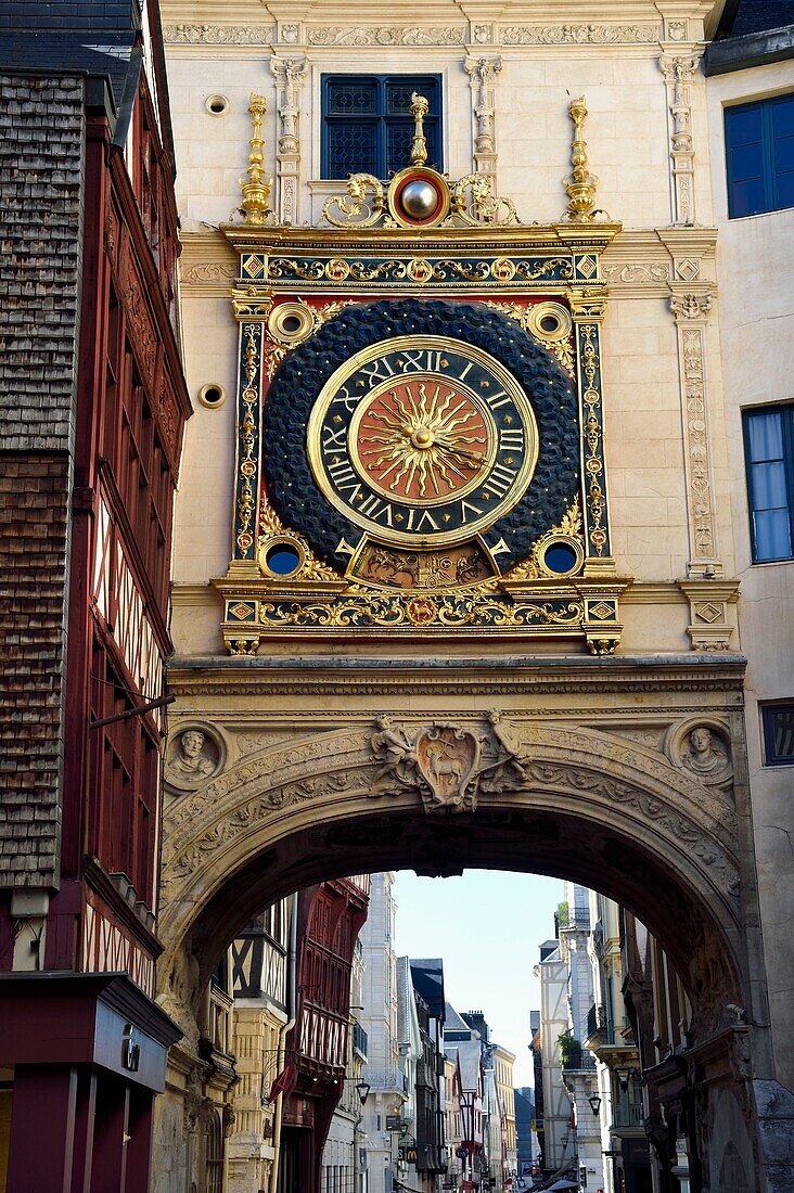 France, Seine-Maritime, Rouen, the Gros Horloge is an astronomical clock dating back to the 16th century