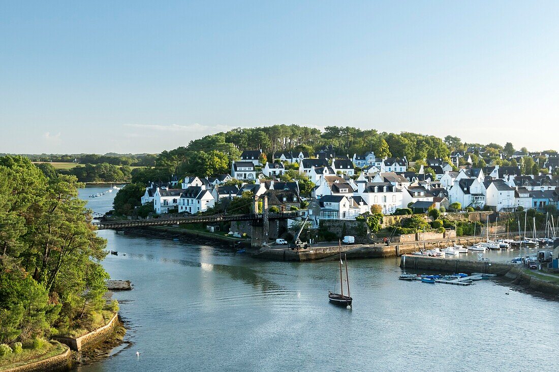 France, Morbihan, Bono, the port of Bono and the Auray river at sunrise