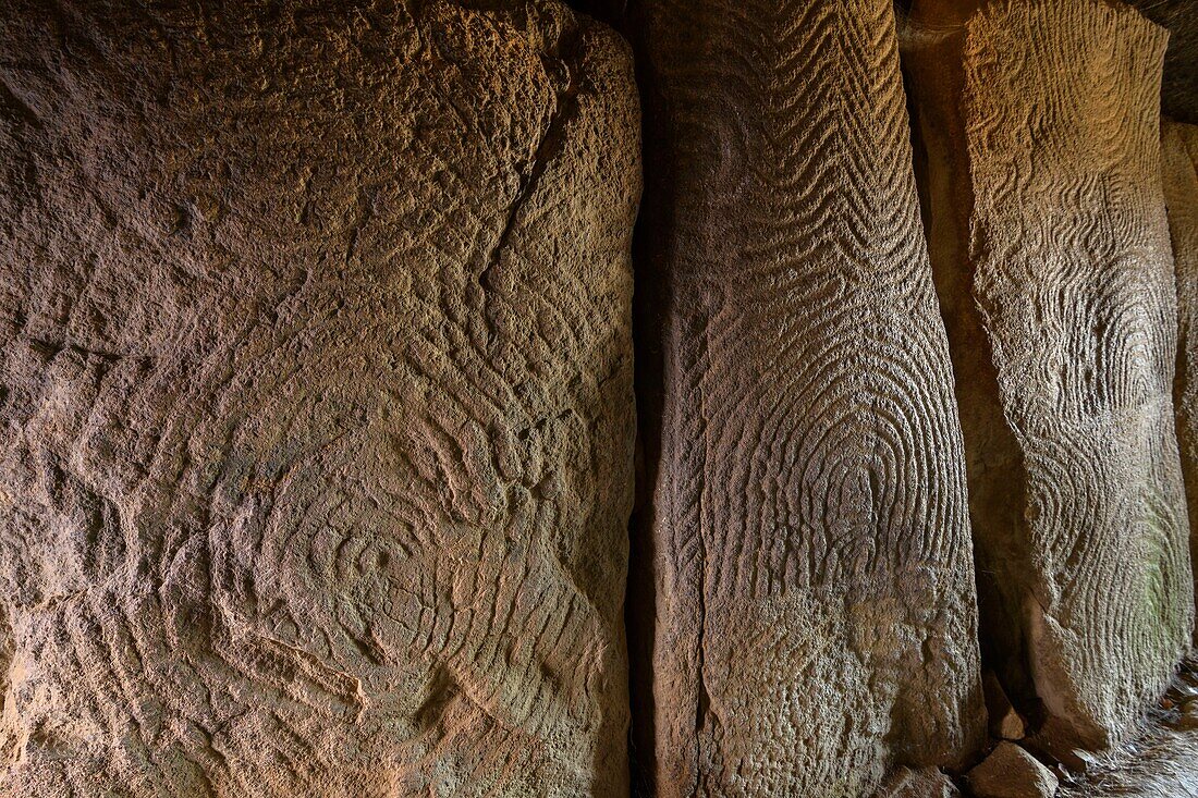 France, Morbihan, Larmor Baden, Gavrinis island, interior of Gavrinis cairn