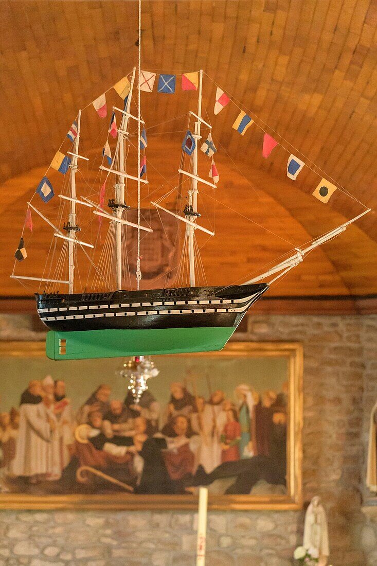 France, Morbihan, Houat, interior of the Saint-Gildas parish church