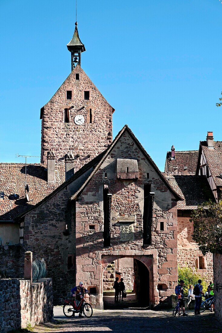 France, Haut Rhin, Riquewihr, the village entrance and Dolder tower.