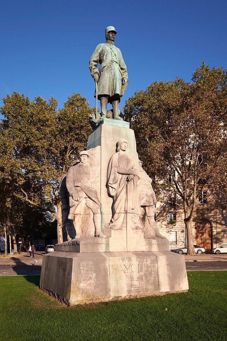 France, Paris, Vauban square, statue of Marshal Emile Fayolle