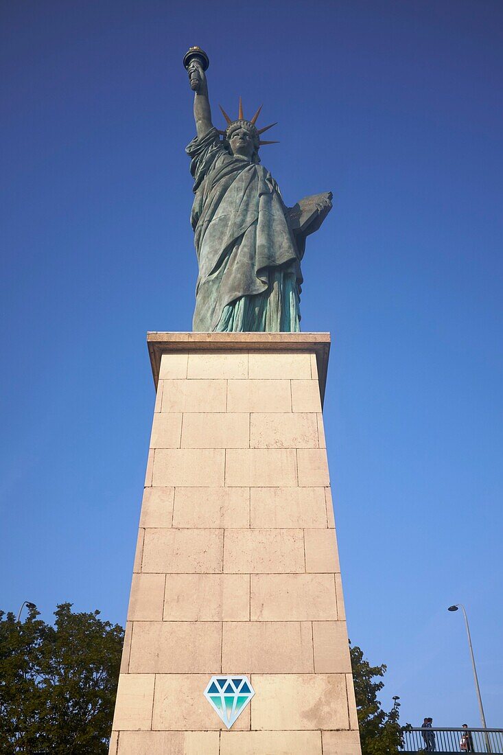 France, Paris, Ile aux Cygnes, replica of the statue of Liberty by sculptor Bartholdi