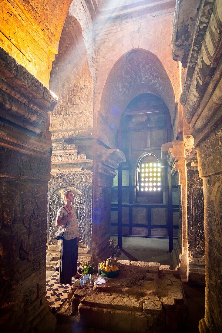 Myanmar (Burma), Region Mandalay, buddhistische Ausgrabungsstätte von Bagan, von der UNESCO zum Weltkulturerbe erklärt, Nan-Hpaya-Tempel (Nanhpaya)