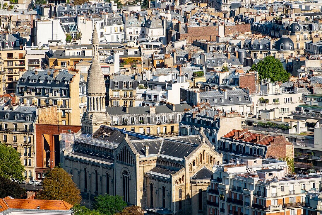 France, Paris, the Seine and the 16th arrondissement (aerial view)