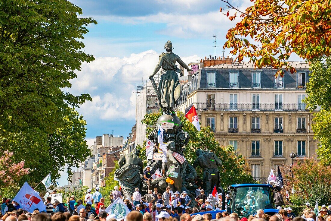 Frankreich, Paris, Place de la Nation, Demonstration der Bauern
