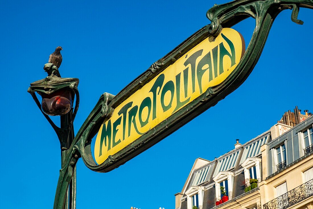 France, Paris, Place de Clichy, metro access by Hector Guimard