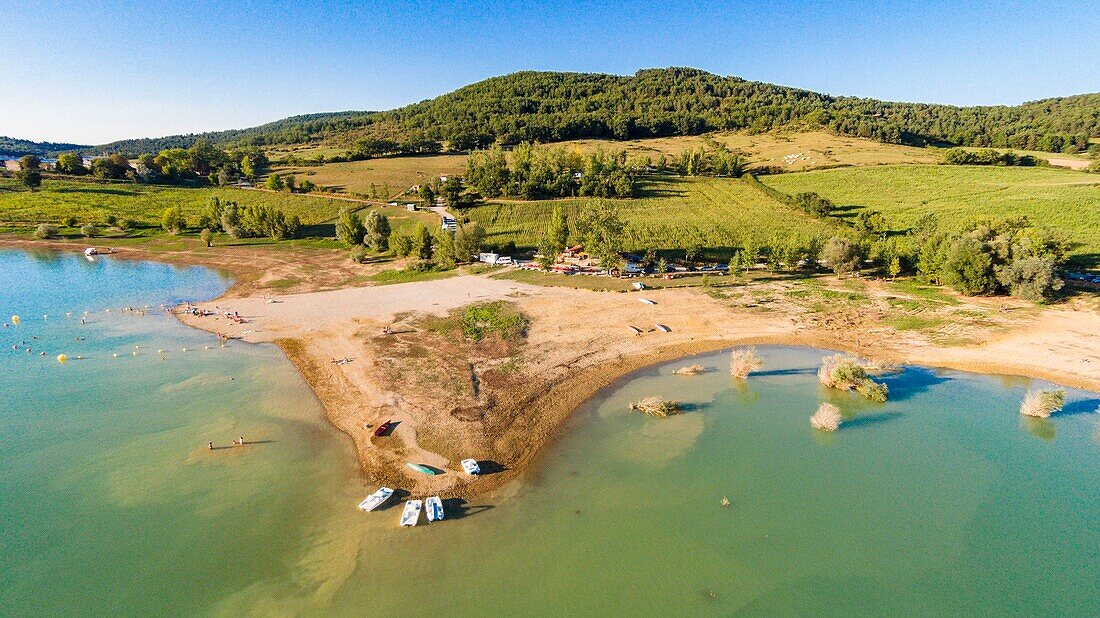 France, Ariege, Lake Montbel (aerial view)