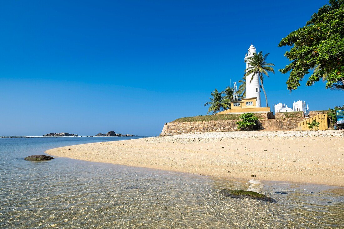 Sri Lanka, Südprovinz, Galle, Galle Fort oder Dutch Fort, von der UNESCO zum Weltkulturerbe erklärt, die Festungsmauern und der Leuchtturm