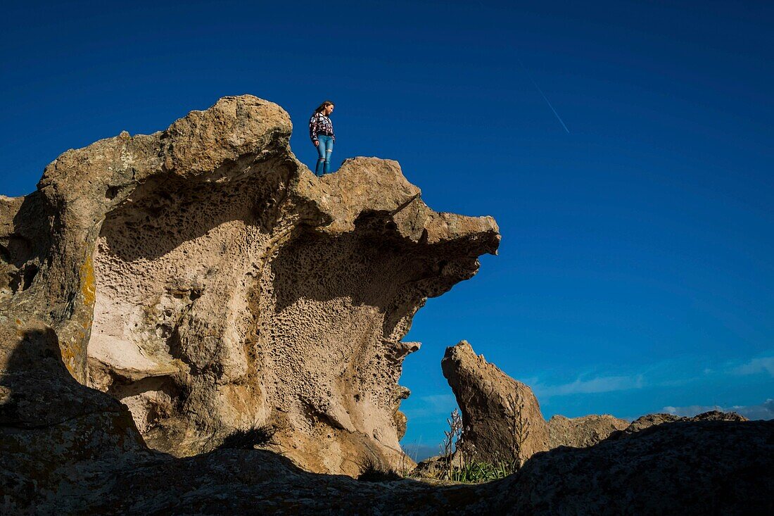 Italy, Sardinia, Bosa, Su Riu e sa Canna rocky promontory