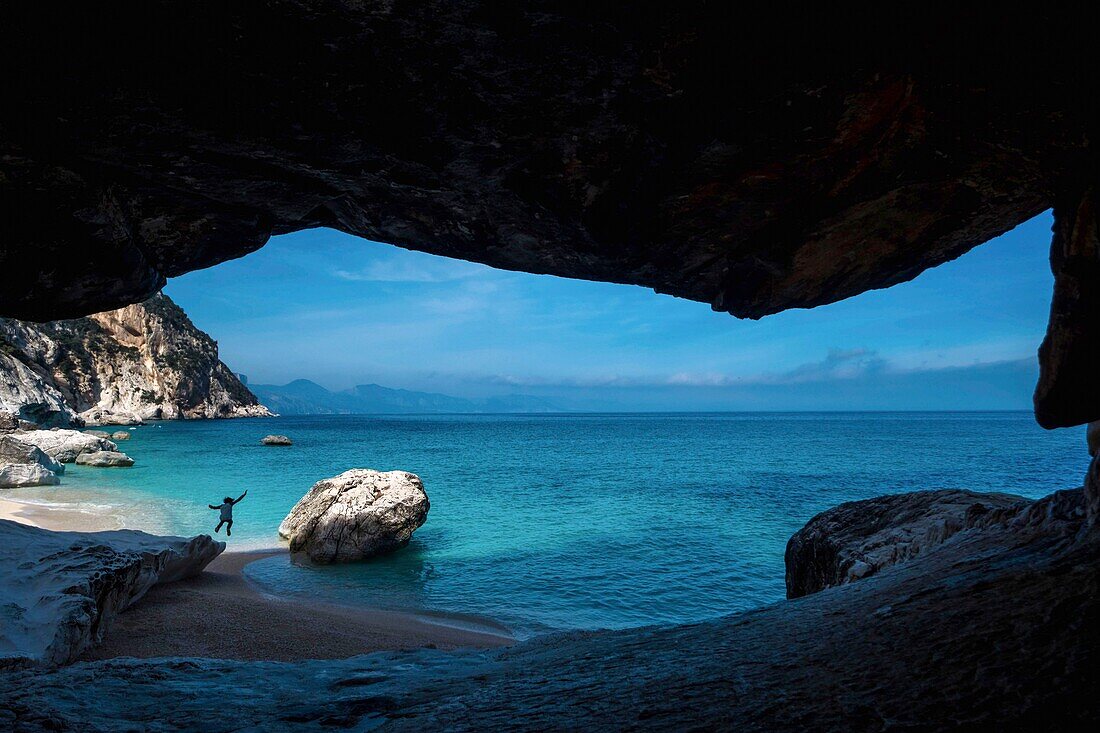 Italy, Sardinia, Baunei, Orosei Gulf, trek towards Cala Goloridze, beach