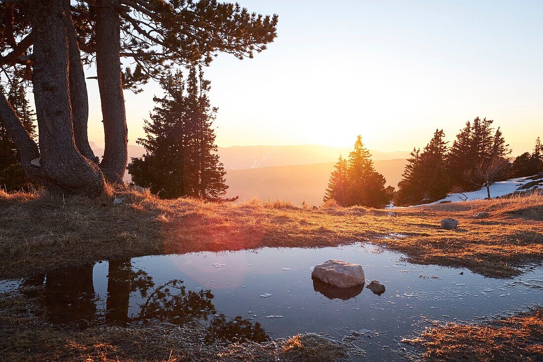 France, Isere, Moucherotte, Sunset from the top of Vercors range