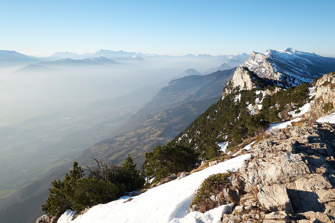 France, Isere, Moucherotte, Sunrise from the top of Vercors range