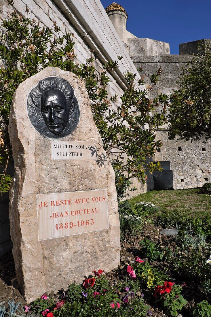 France, Alpes Maritimes, Menton, the port, the Bastion built by the princes of Monaco in the 17th century, museum of Menton dedicated to Jean Cocteau, medallion